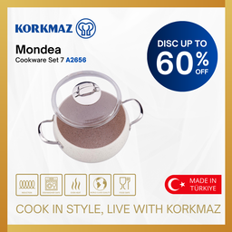 KORKMAZ PREMIUM COOKING WARE MONDEA SET 7 PCS NON-STICK, NOT SUITABLE FOR INDUCTION