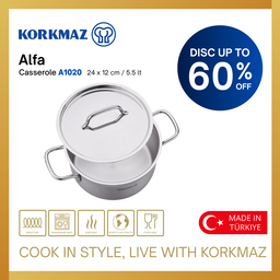 KORKMAZ PREMIUM COOKING WARE ALFA CASSEROLE NON-STICK, SUITABLE FOR INDUCTION