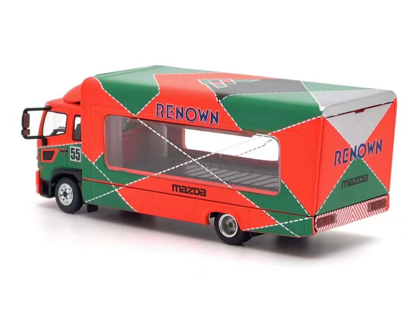 UNIQUE MODEL 1/64 HINO RANGER 500 OUTRIGGERS RAISED TRUCK - ORANGE GREEN_2