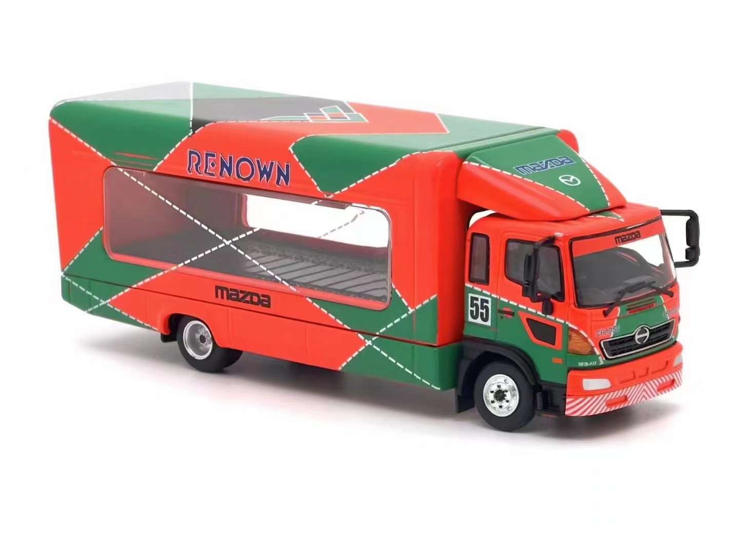 UNIQUE MODEL 1/64 HINO RANGER 500 OUTRIGGERS RAISED TRUCK - ORANGE GREEN