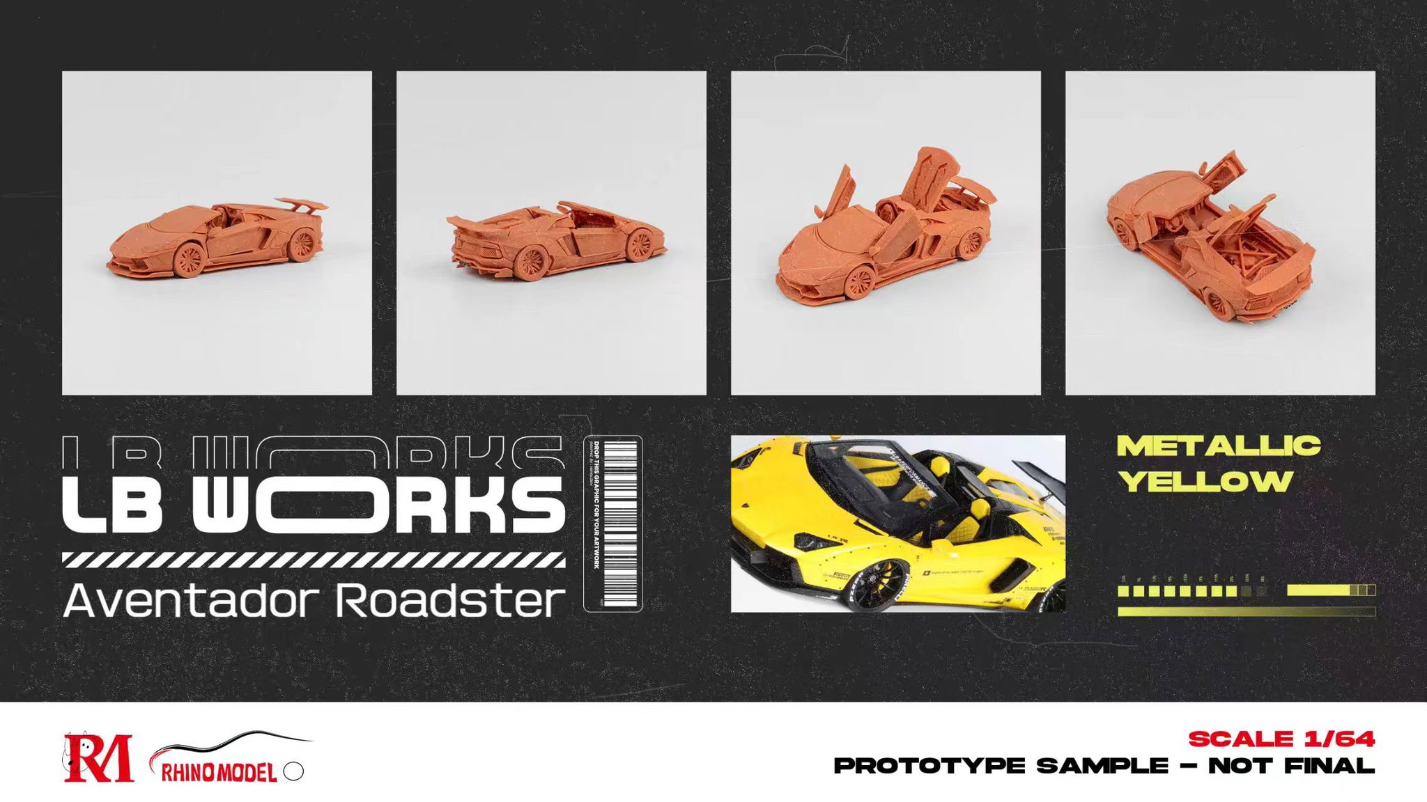 RHINO MODEL 1/64 LAMBORGHINI AVENTADOR ROADSTER LP700 LBWK_1