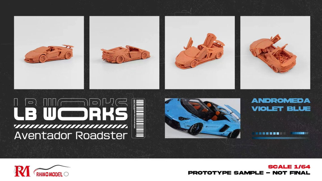 RHINO MODEL 1/64 LAMBORGHINI AVENTADOR ROADSTER LP700 LBWK