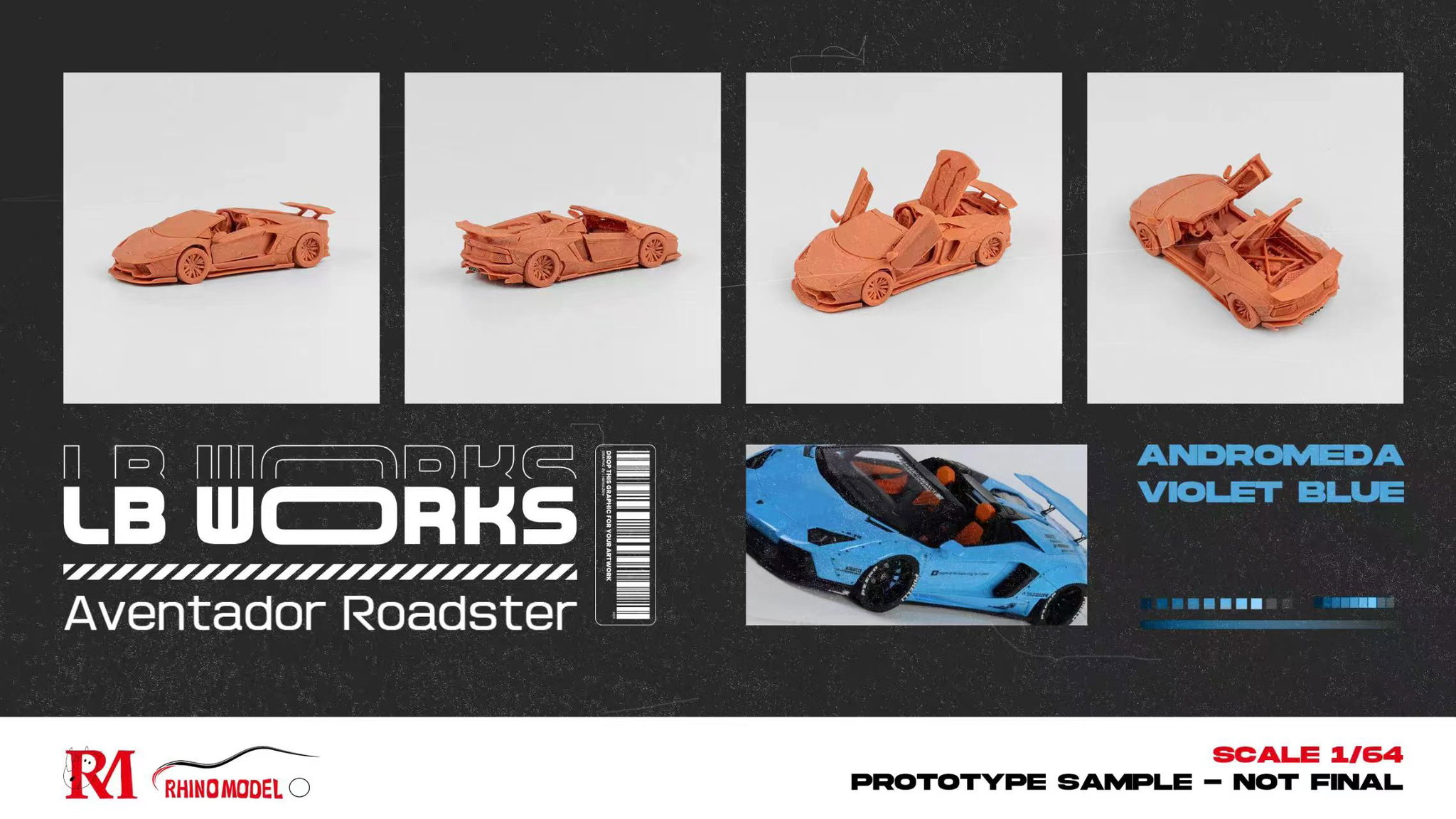 RHINO MODEL 1/64 LAMBORGHINI AVENTADOR ROADSTER LP700 LBWK_0