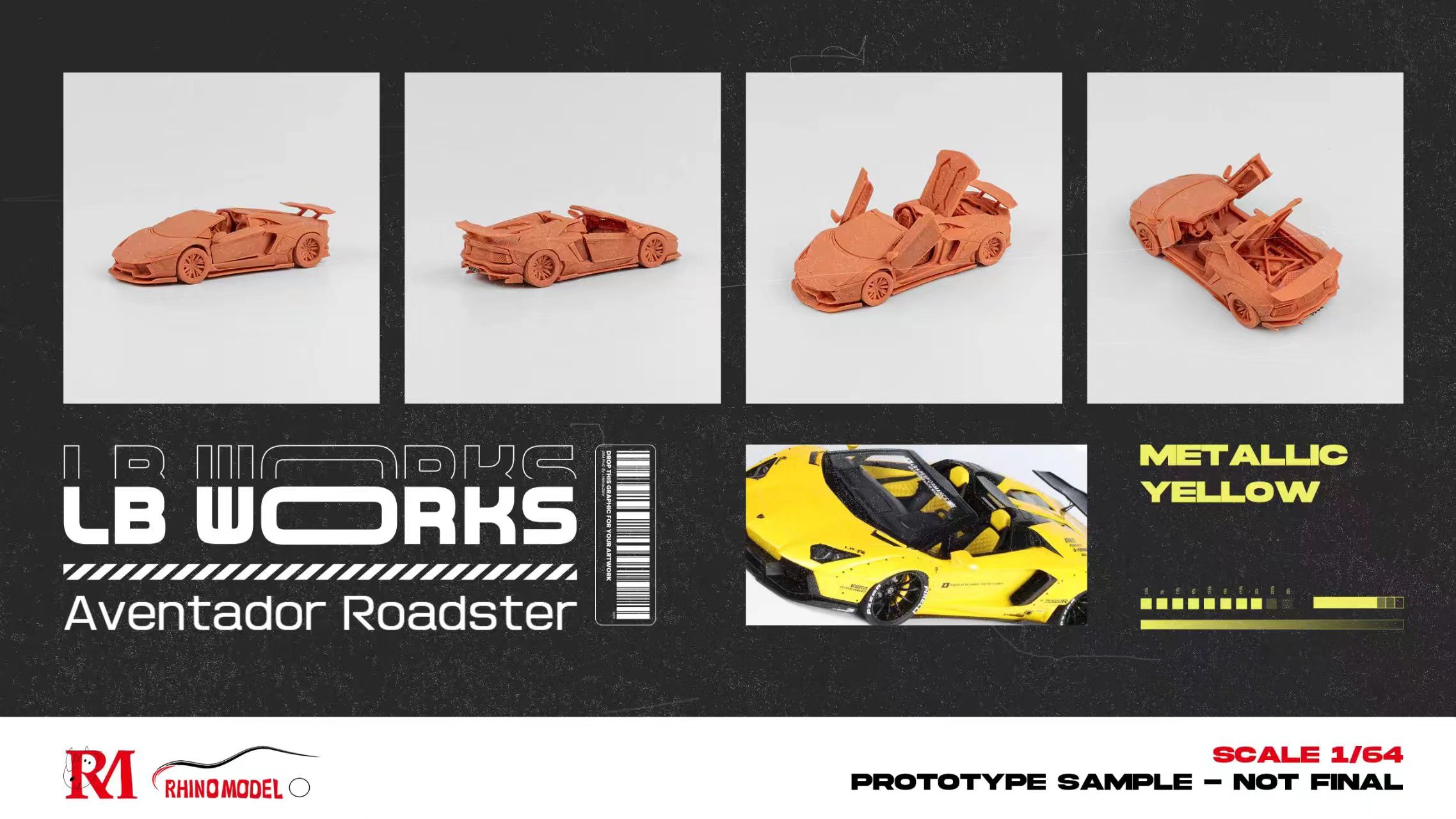 RHINO MODEL 1/64 LAMBORGHINI AVENTADOR ROADSTER LP700 LBWK_10