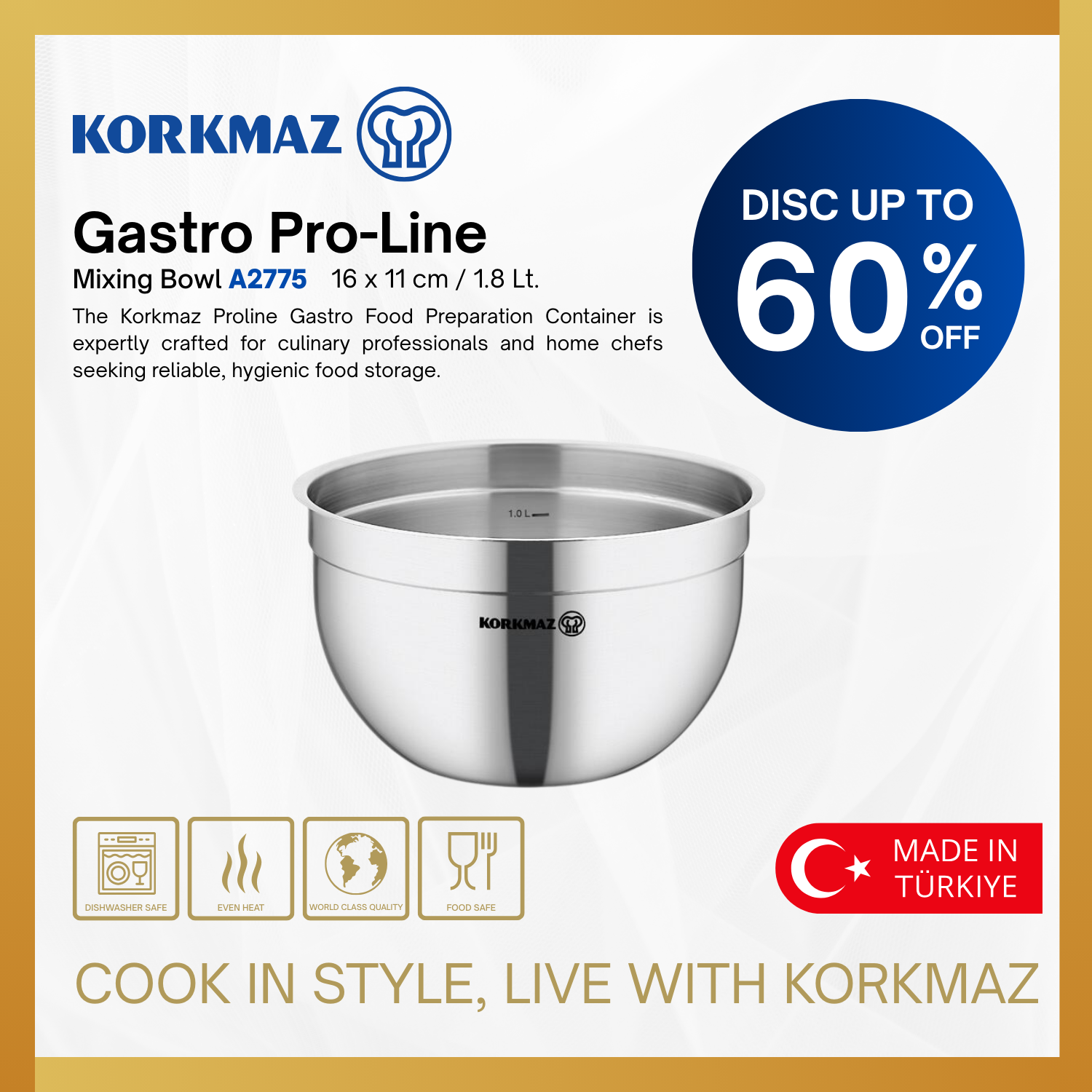 MANGKOK KORKMAZ PROLINE MIXING BOWL SERIES PREMIUM STAINLESS STEEL DEEP AND MULTI PURPOSE FOR BAKING & COOKING_4
