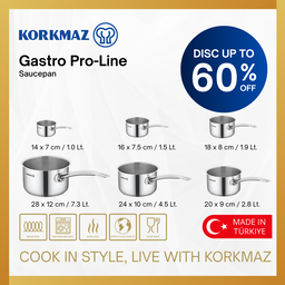 PANCI KORKMAZ GASTRO PROLINE SAUCEPAN PREMIUM NON STICK STAINLESS STEEL COOKWARE, SUITABLE FOR INDUCTION