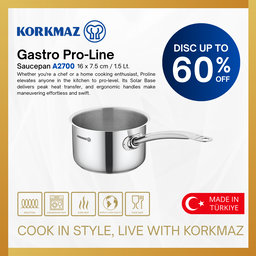 PANCI KORKMAZ GASTRO PROLINE SAUCEPAN PREMIUM NON STICK STAINLESS STEEL COOKWARE, SUITABLE FOR INDUCTION