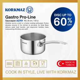 PANCI KORKMAZ GASTRO PROLINE SAUCEPAN PREMIUM NON STICK STAINLESS STEEL COOKWARE, SUITABLE FOR INDUCTION