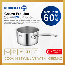 PANCI KORKMAZ GASTRO PROLINE SAUCEPAN PREMIUM NON STICK STAINLESS STEEL COOKWARE, SUITABLE FOR INDUCTION