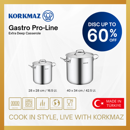KORKMAZ PROLINE EXTRA DEEP CASSEROLE PREMIUM COOKING WARE. SUITABLE FOR INDUCTION