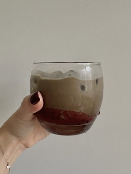 Iced Hojicha Strawberry Latte