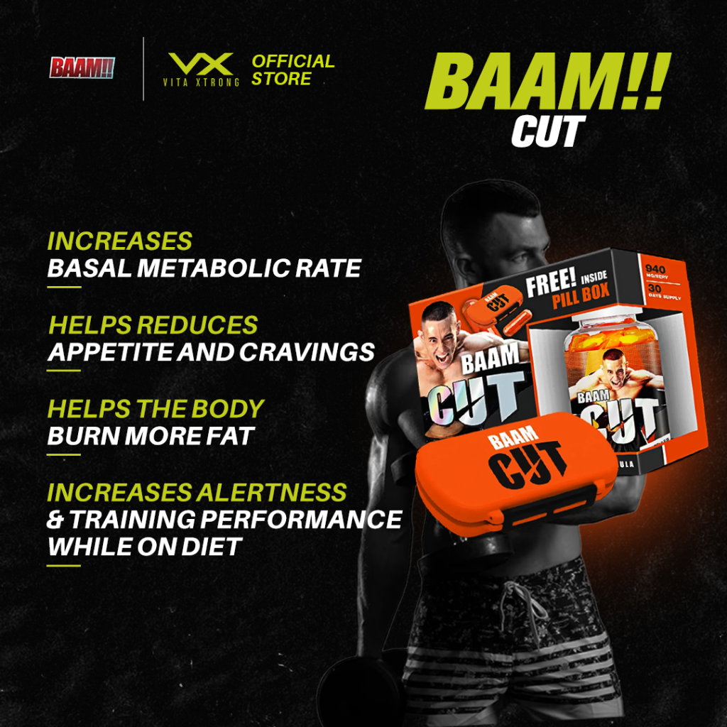 BAAM!! CUT FAT BURNER (60 Capsules / 30 Days Supply) | Metabolism Boost, Appetite Control, Energy Support + FREE Pill Box_1