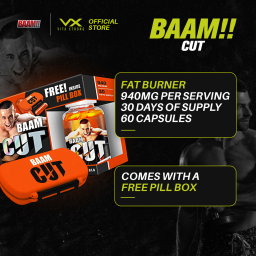 BAAM!! CUT FAT BURNER (60 Capsules / 30 Days Supply) | Metabolism Boost, Appetite Control, Energy Support + FREE Pill Box