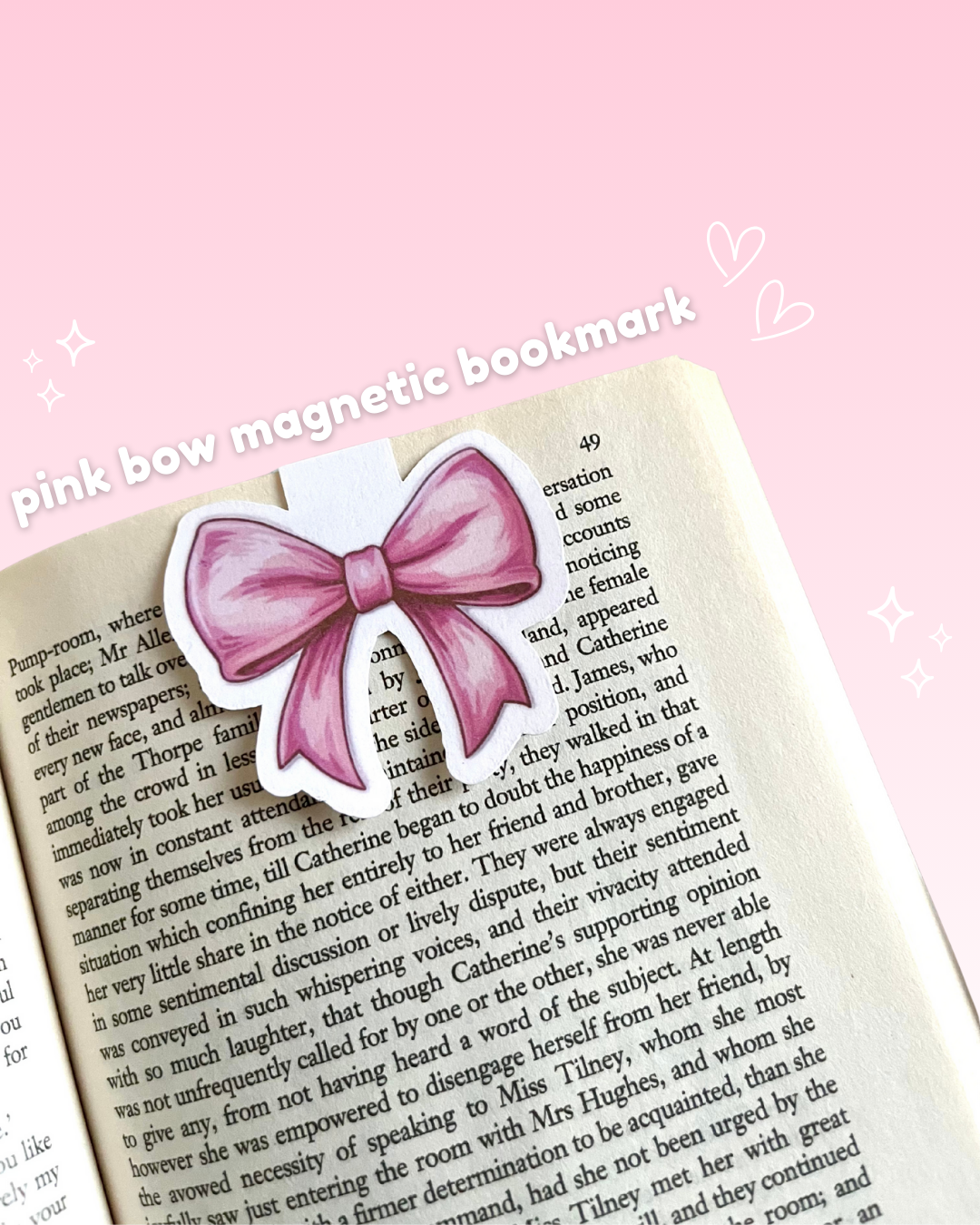 Pink Bow Magnetic Bookmark