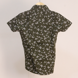 Kid’s Forest Green Leaf-printed Shirt K15