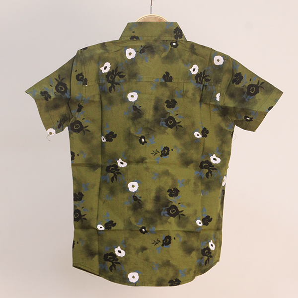 Olive Green Floral Shirt for Kids K12_1