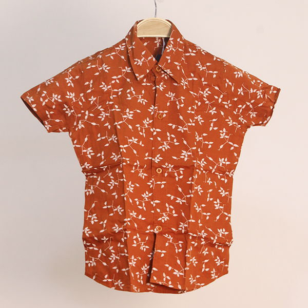 Orange Floral Shirt for Kids K13_0