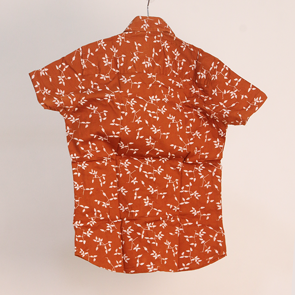 Orange Floral Shirt for Kids K13_1