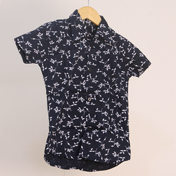 Kid’s Navy Leaf- printed Shirt K16