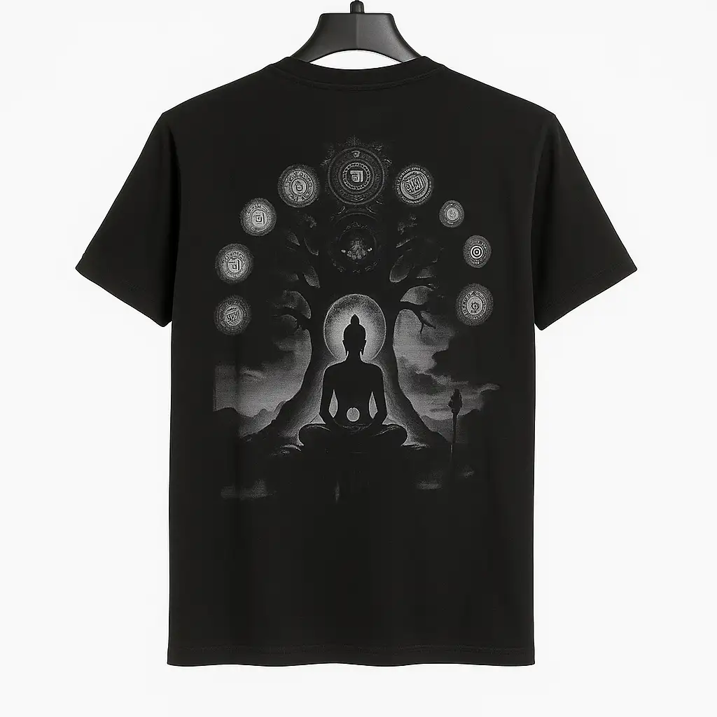 Black T-shirt Featuring a Colorful Graphic Print GC22_1
