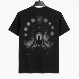 Black T-shirt Featuring a Colorful Graphic Print GC22