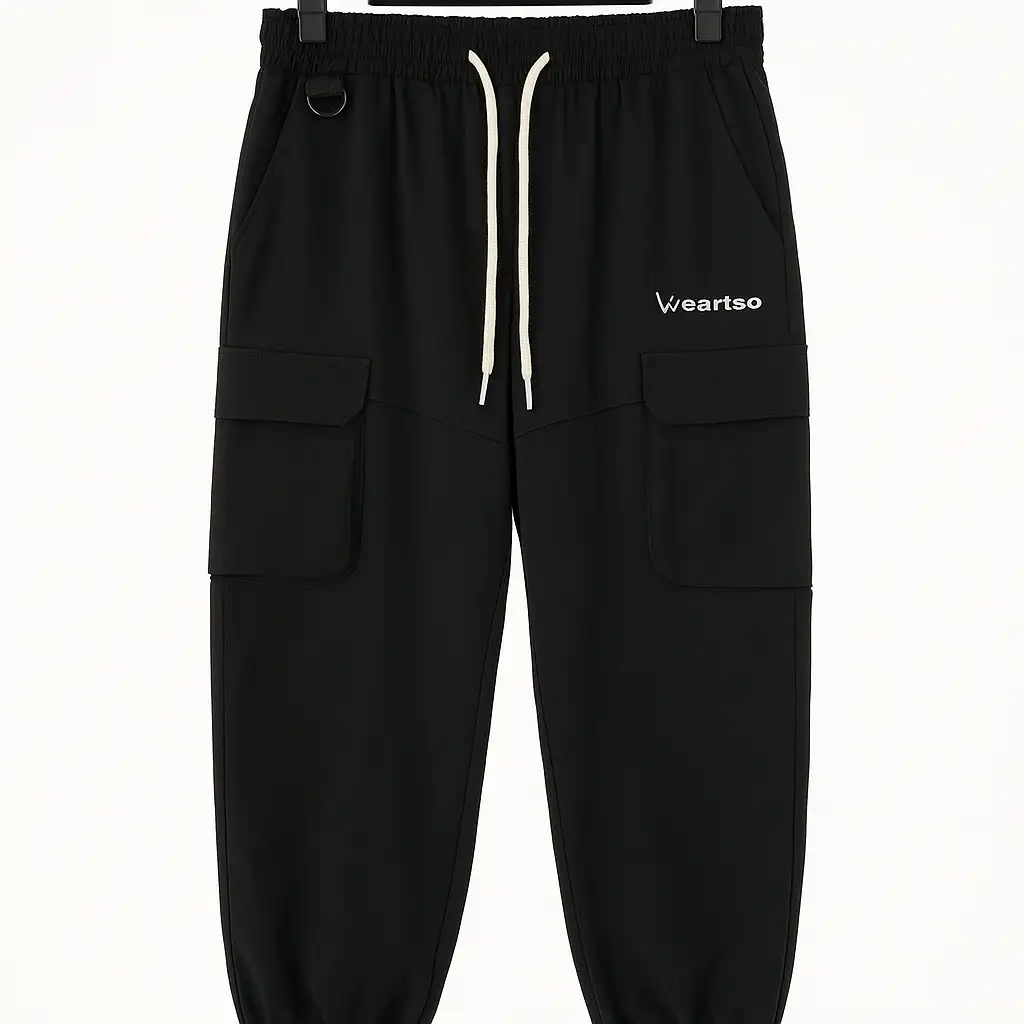 Men’s Black Drawstring Cargo Pants GC27