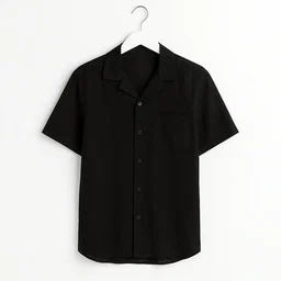 Casual Black Collar Linen Shirt for Men GC36