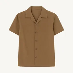 Casual Cedar Brown Collar Linen Shirt for Men GC37