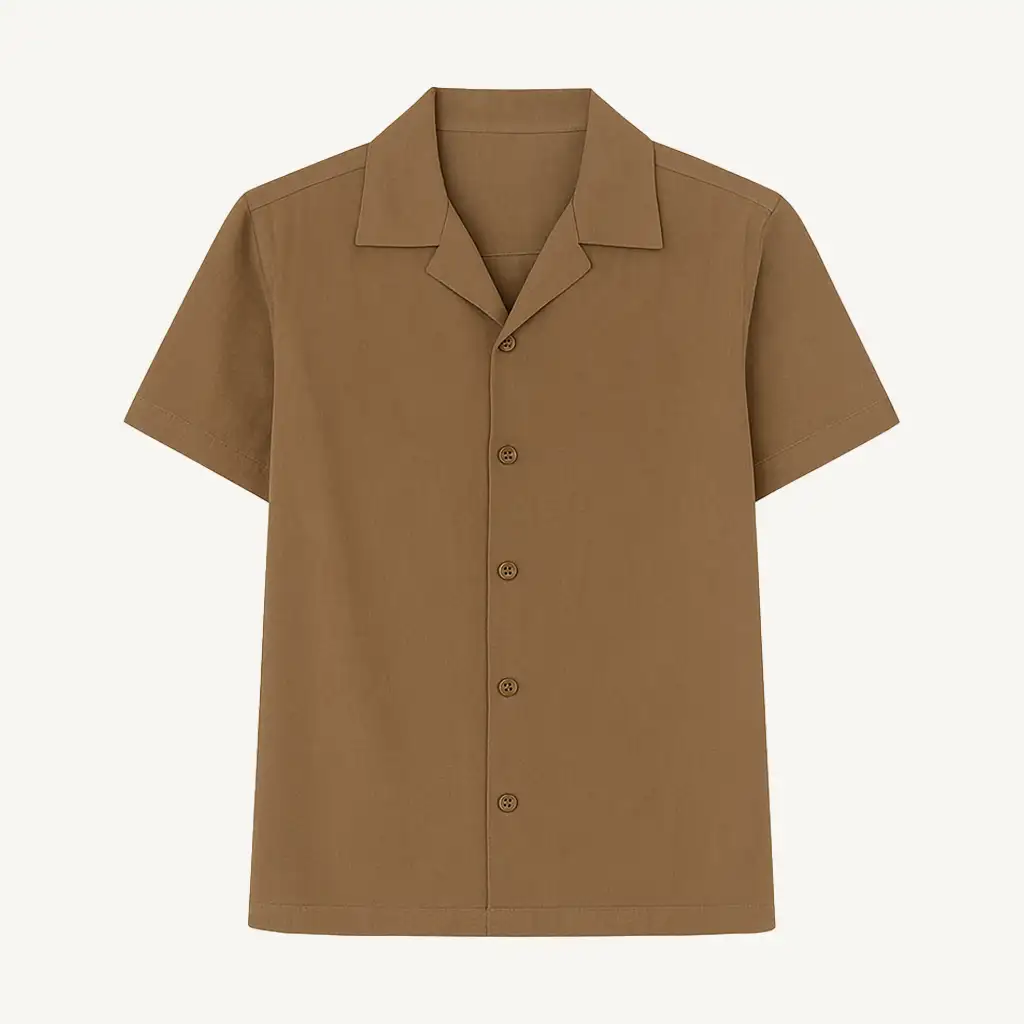 Casual Cedar Brown Collar Linen Shirt for Men GC37