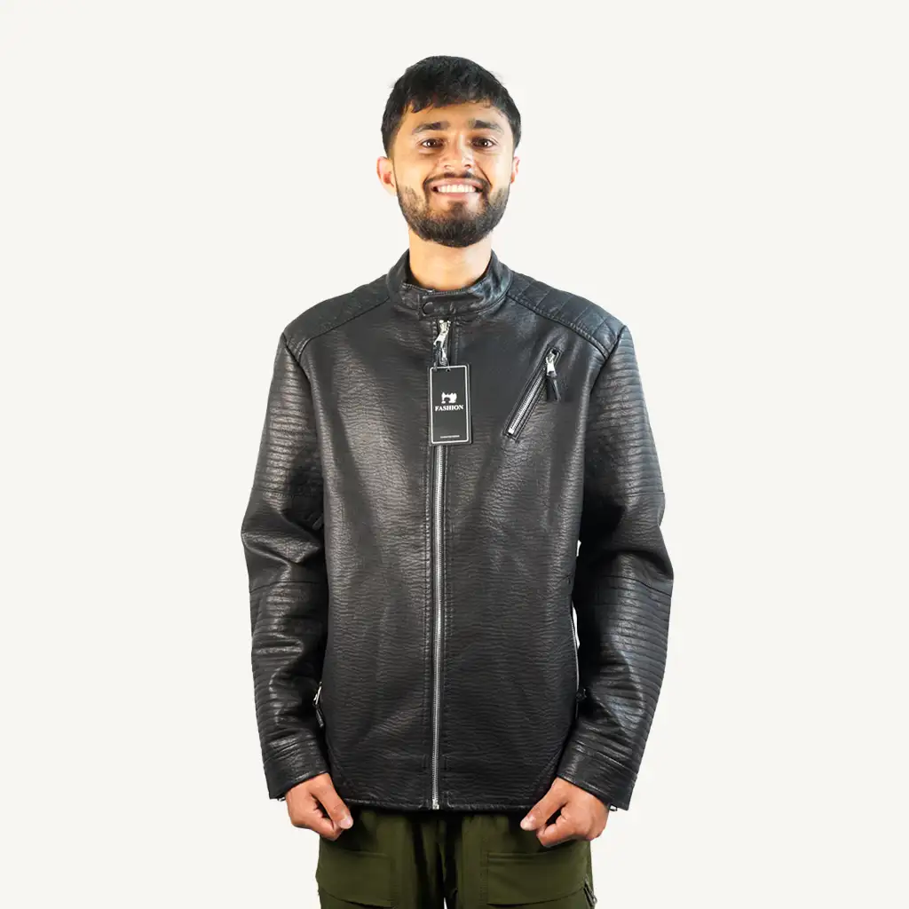 Men’s Black Leather Jacket GC38