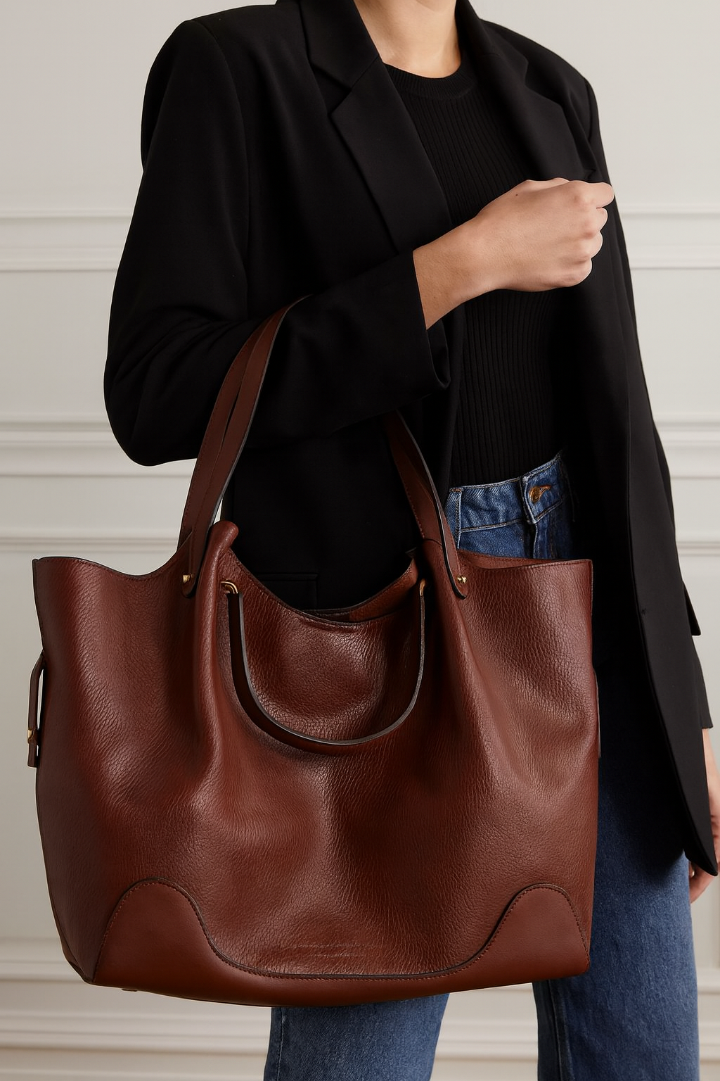 Cartera tote de cuero Sondra Roberts marrón