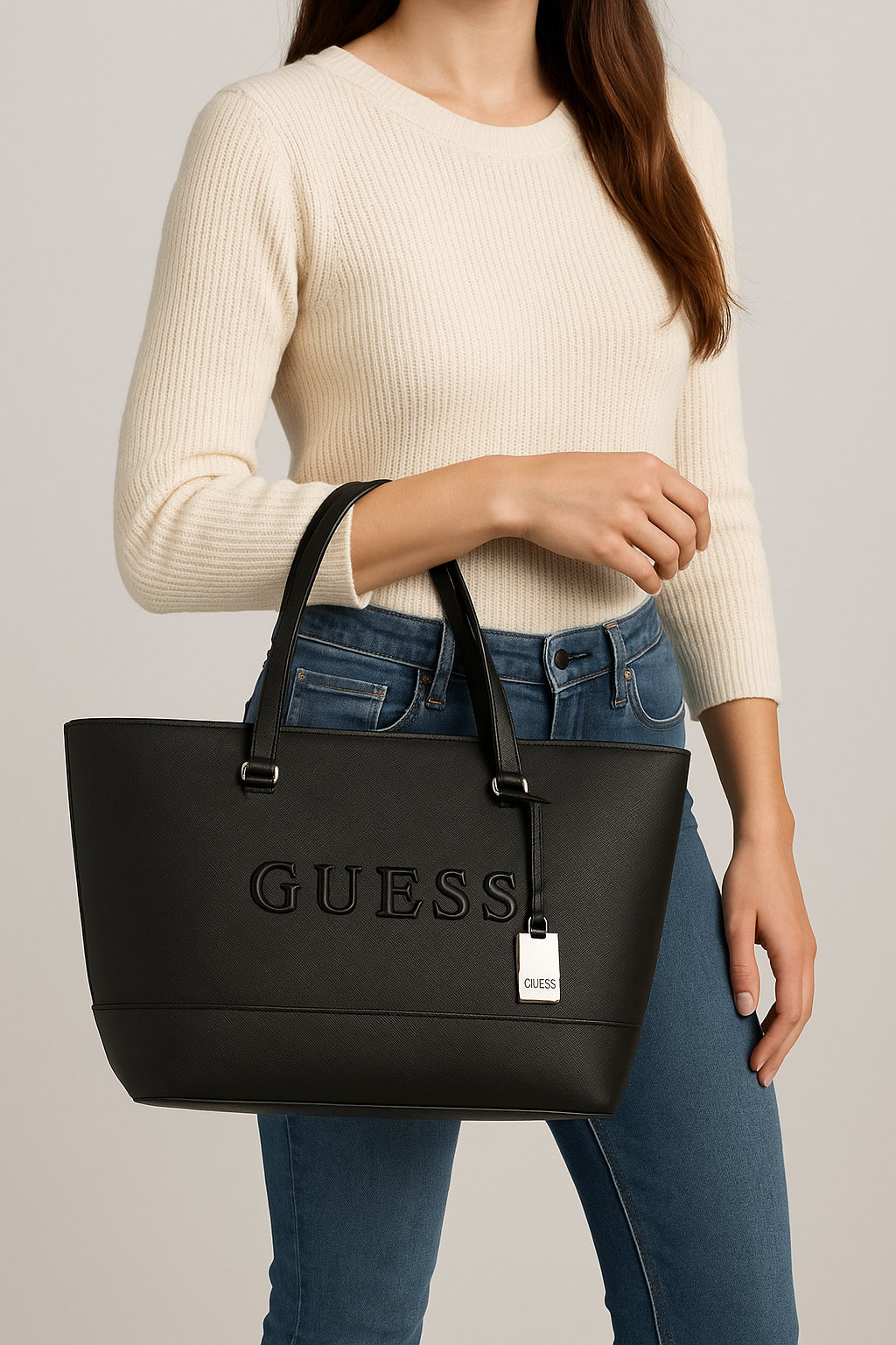 Cartera Guess Negra Shopper Grande