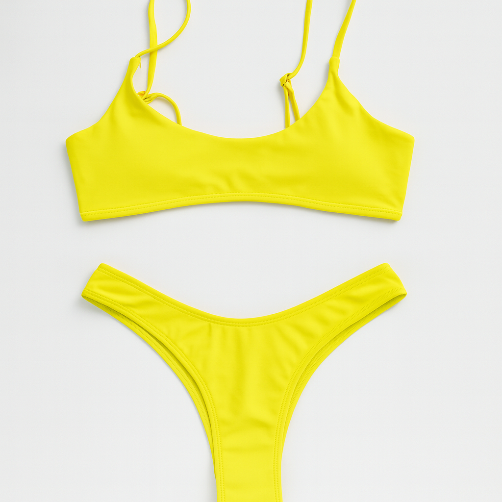Bikini Amarillo Neon con Tirantes Ajustables - Size S