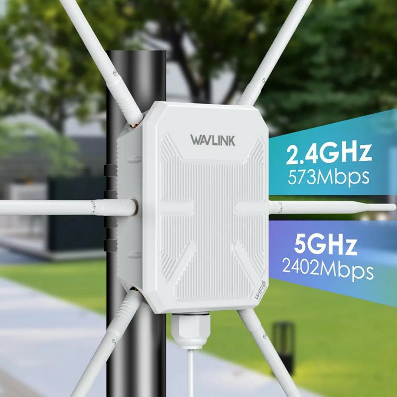 WAVLINK AX3000 WiFi 6 Outdoor WiFi Extender with PoE, 2025 New Model Dual Band 2.4G+5G Long Range Outdoor Wireless Access Point, 6x7dBi High-gain Antennas, IP67 Weatherproof, Work with Starlink_1