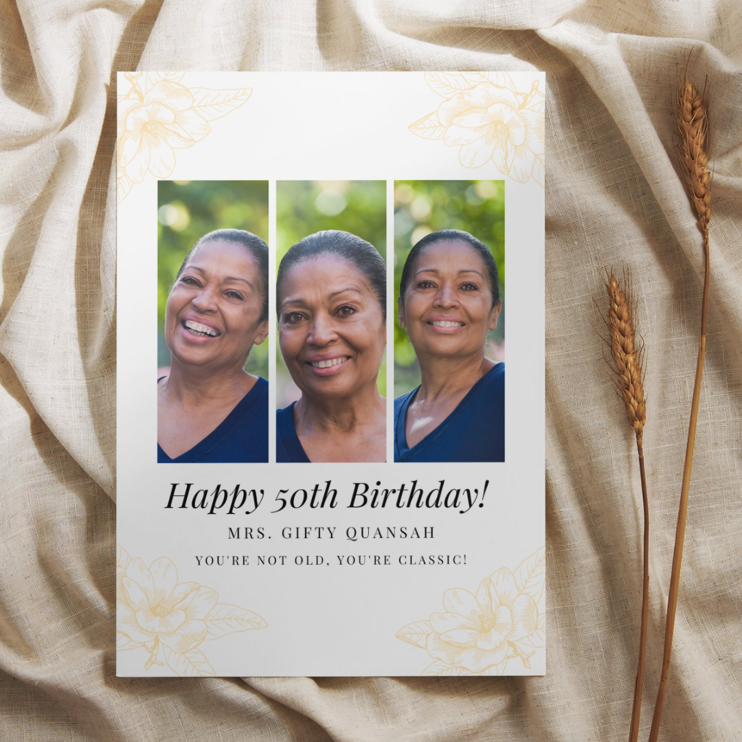 Golden 50th Birthday Card