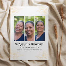 Golden 50th Birthday Card