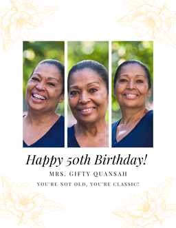 Golden 50th Birthday Card