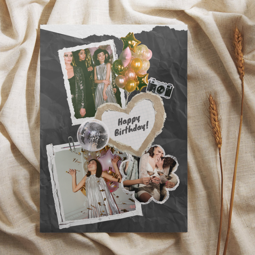 Retro Photo Collage Birthday Card