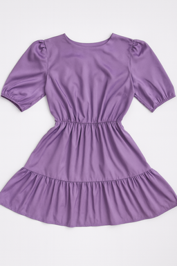 Vestido Morado con Manga Corta y Volantes - Size XL