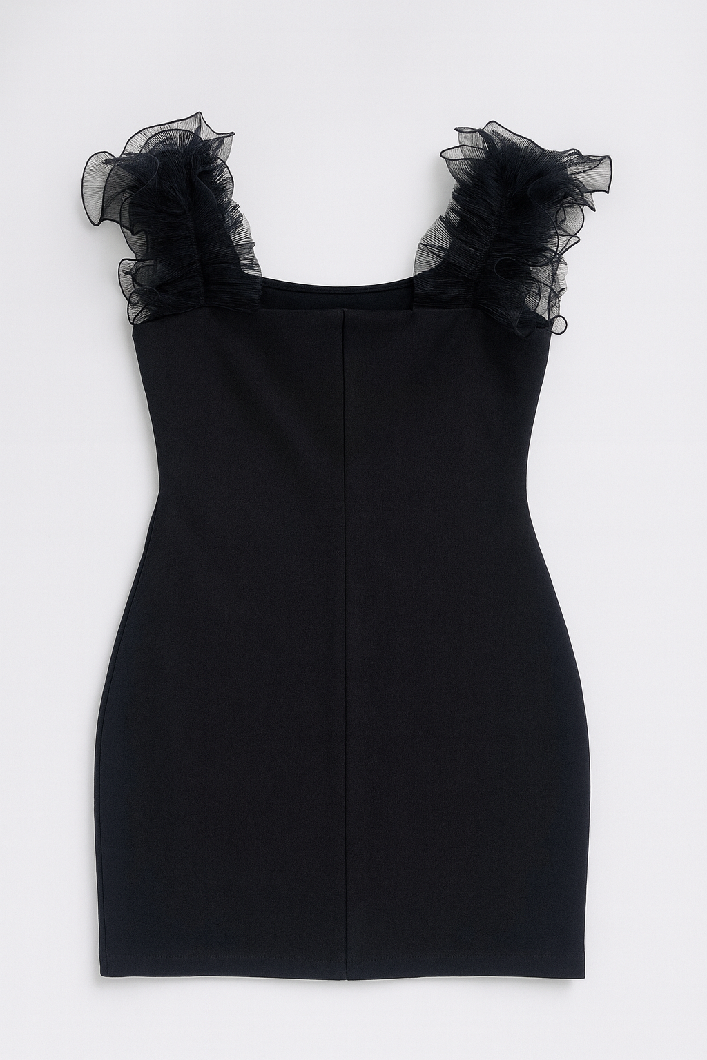 Vestido Negro Elegante con Volantes - Size L_1