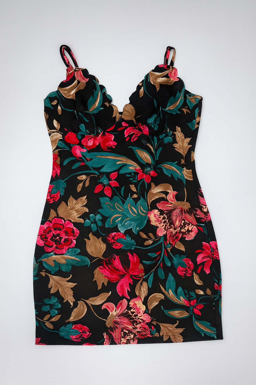 Vestido Corto Floral con Tirantes - Size XL