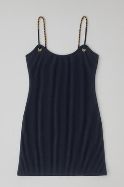 Vestido Negro de Tirantes con Detalle Dorado - Size L