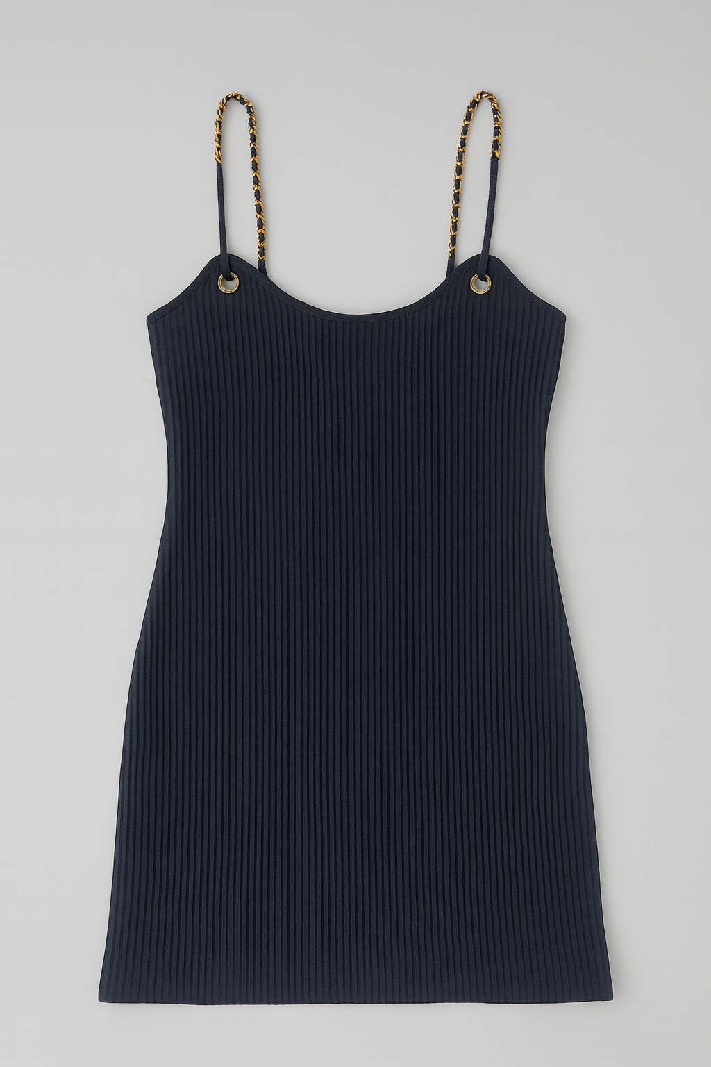Vestido Negro de Tirantes con Detalle Dorado - Size L_1