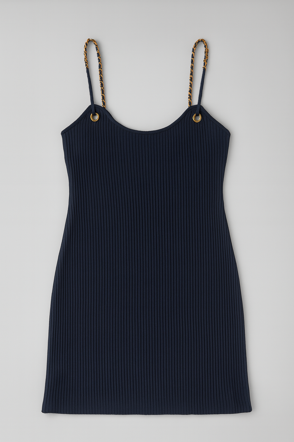 Vestido Negro de Tirantes con Detalle Dorado - Size L