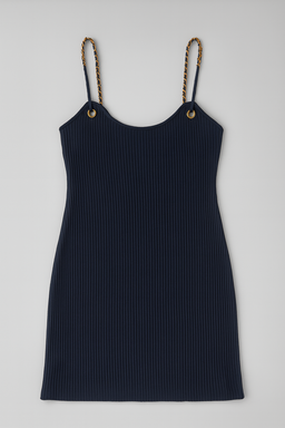 Vestido Negro de Tirantes con Detalle Dorado - Size L