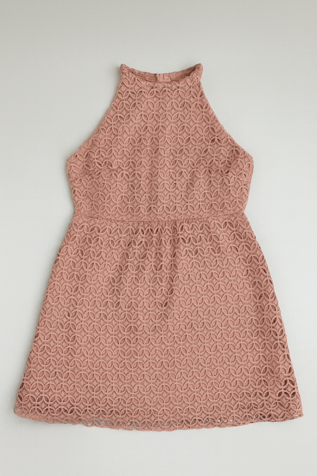 Vestido Rosado de Encaje Halter - Size L_0