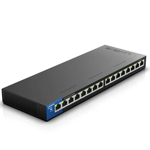 Linksys LGS116P 16 Port Gigabit Unmanaged Network PoE Switch with 8 PoE+ Ports @ 80W - Ideal for Business, Home, Office, IP Surveillance - Ethernet Switch Hub with Metal Housing, Desktop / Wall Mount_0
