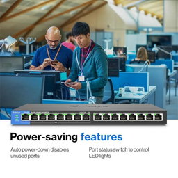 Linksys LGS116P 16 Port Gigabit Unmanaged Network PoE Switch with 8 PoE+ Ports @ 80W - Ideal for Business, Home, Office, IP Surveillance - Ethernet Switch Hub with Metal Housing, Desktop / Wall Mount
