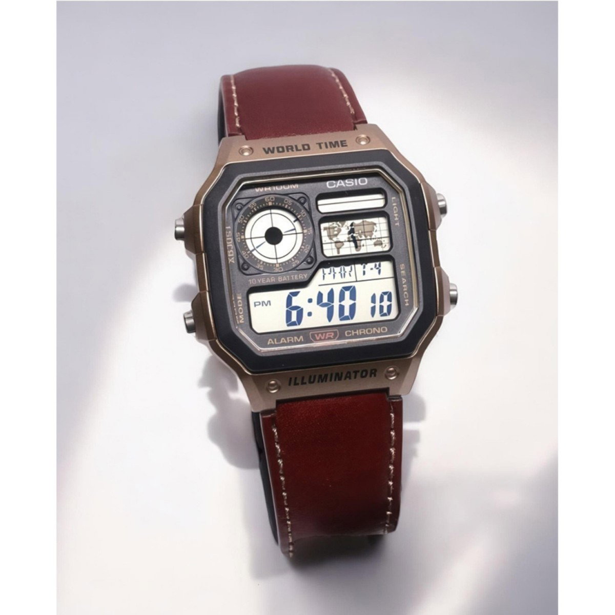 Casio 'Royale' Digital Leather Strap Men's Watch AE-1200WHL-5AV_1