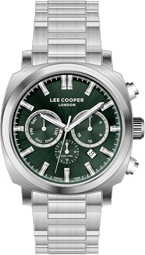 Lee Cooper Men's Watch, Multi Function Display and Metal Strap - LC08144.370, Silver_1